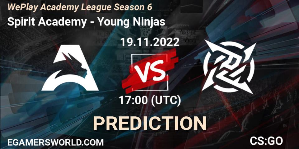 Pronóstico Spirit Academy - Young Ninjas. 19.11.2022 at 18:00, Counter-Strike (CS2), WePlay Academy League Season 6