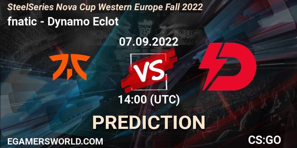 Pronóstico fnatic - Dynamo Eclot. 07.09.2022 at 14:00, Counter-Strike (CS2), SteelSeries Nova Cup Western Europe Fall 2022