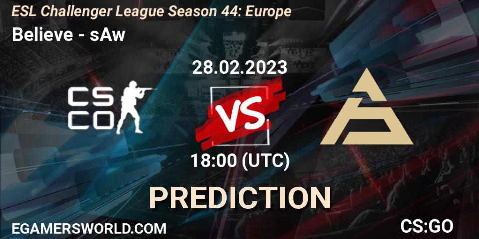 Pronóstico Believe - sAw. 10.03.23, CS2 (CS:GO), ESL Challenger League Season 44: Europe
