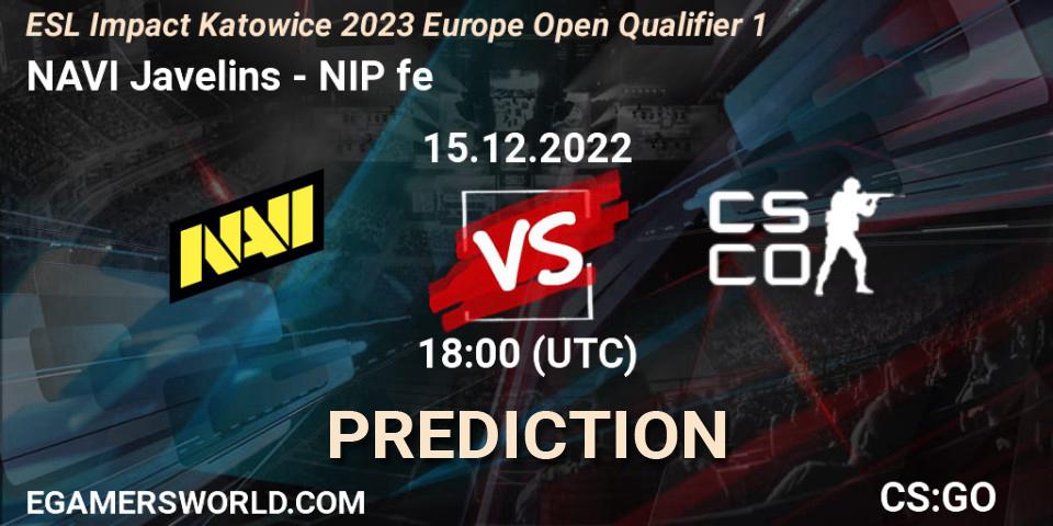 Pronóstico NAVI Javelins - NIP Female. 15.12.2022 at 18:00, Counter-Strike (CS2), ESL Impact Katowice 2023 Europe Open Qualifier 1