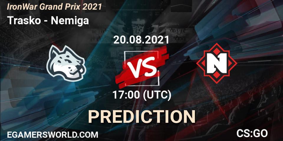 Pronóstico Trasko - Nemiga. 20.08.2021 at 17:10, Counter-Strike (CS2), IronWar Grand Prix 2021