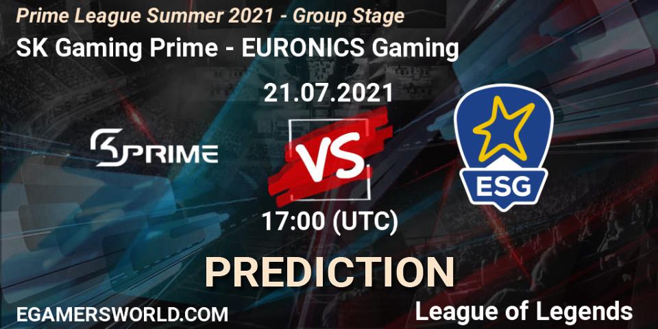 Pronóstico SK Gaming Prime - EURONICS Gaming. 21.07.21, LoL, Prime League Summer 2021 - Group Stage