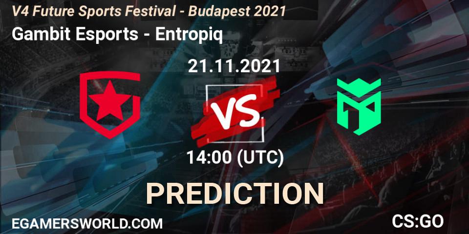 Pronóstico Gambit Esports - Entropiq. 21.11.2021 at 14:00, Counter-Strike (CS2), V4 Future Sports Festival - Budapest 2021