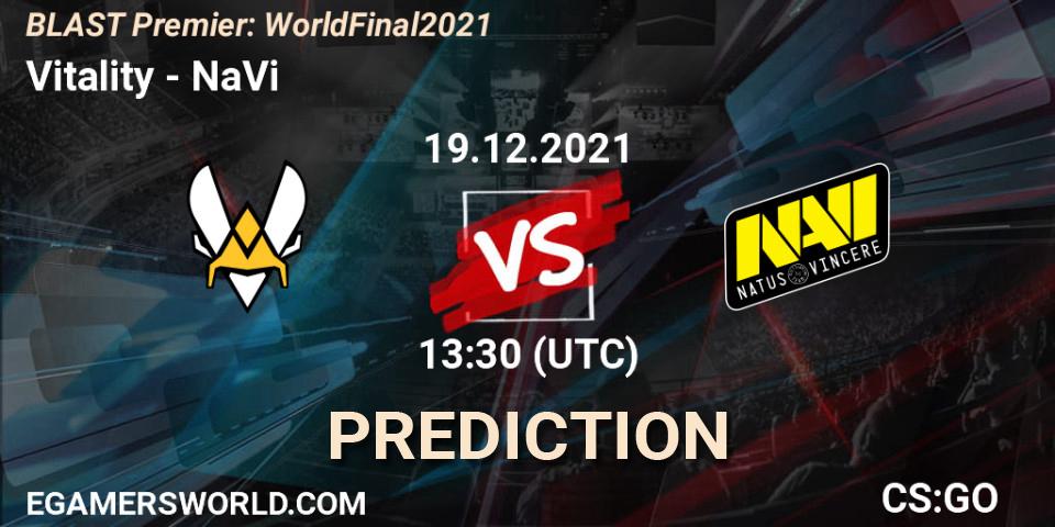 Pronóstico Vitality - NaVi. 19.12.2021 at 13:30, Counter-Strike (CS2), BLAST Premier: World Final 2021