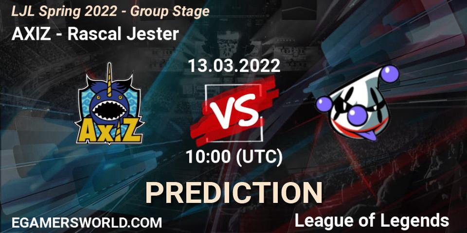 Pronóstico AXIZ - Rascal Jester. 13.03.22, LoL, LJL Spring 2022 - Group Stage