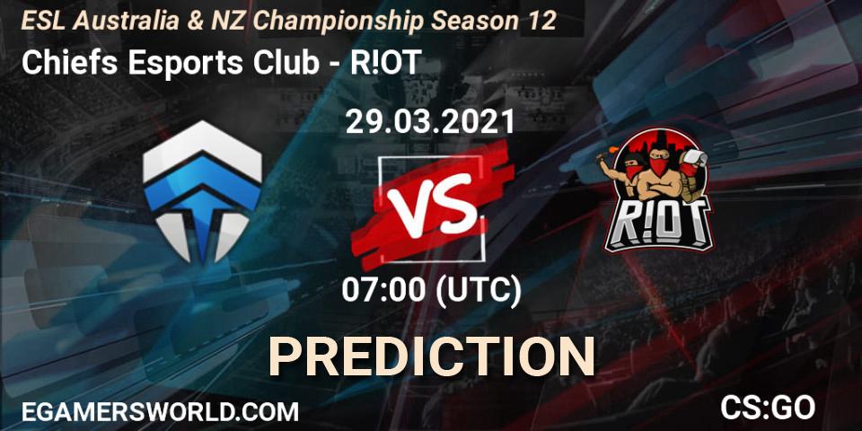 Pronóstico Chiefs Esports Club - R!OT. 29.03.2021 at 07:00, Counter-Strike (CS2), ESL Australia & NZ Championship Season 12
