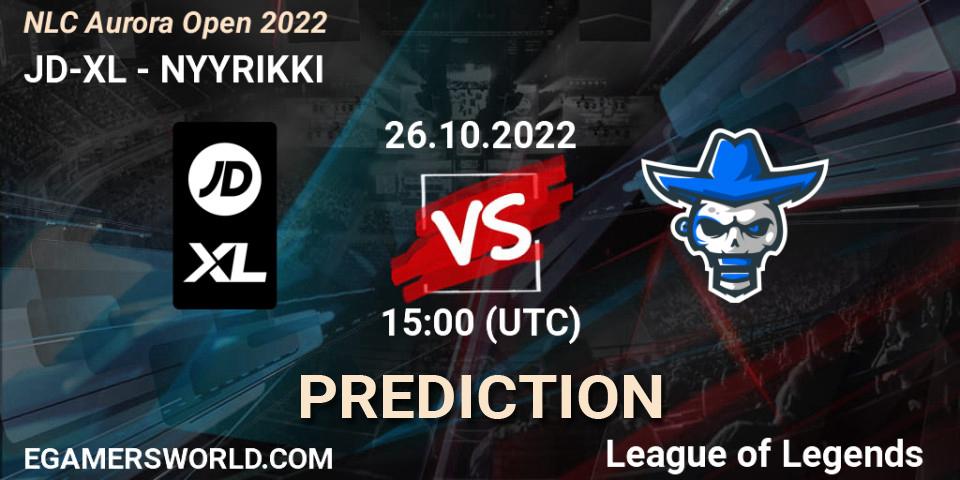 Pronóstico JD-XL - NYYRIKKI. 26.10.2022 at 16:00, LoL, NLC Aurora Open 2022