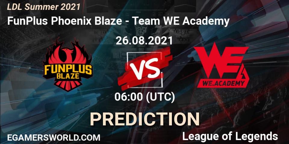 Pronóstico FunPlus Phoenix Blaze - Team WE Academy. 26.08.2021 at 06:00, LoL, LDL Summer 2021