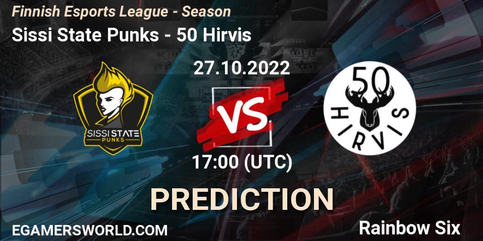 Pronóstico Sissi State Punks - 50 Hirvis. 27.10.2022 at 17:00, Rainbow Six, Finnish Esports League - Season 