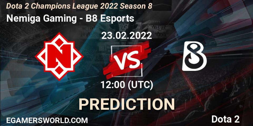 Pronóstico Nemiga Gaming - B8 Esports. 23.02.2022 at 12:00, Dota 2, Dota 2 Champions League 2022 Season 8
