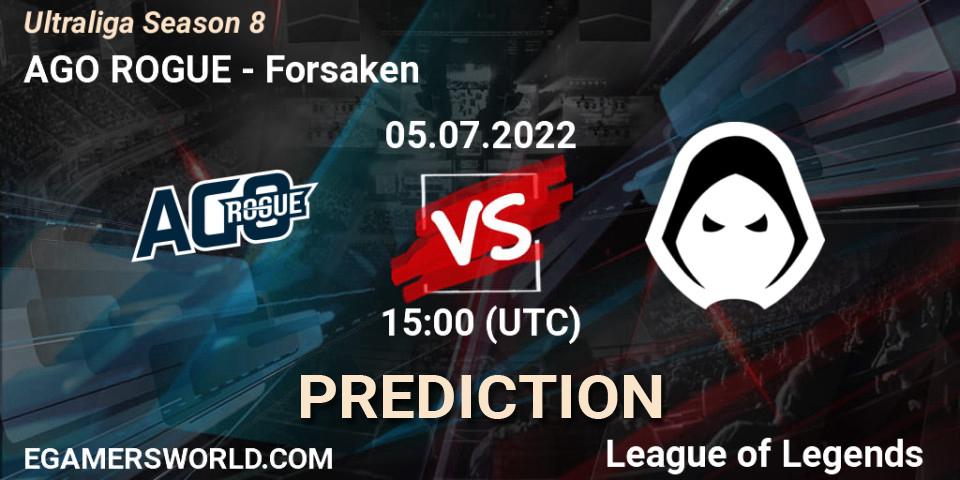 Pronóstico AGO ROGUE - Forsaken. 05.07.2022 at 15:00, LoL, Ultraliga Season 8