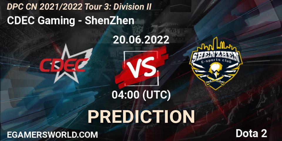 Pronóstico CDEC Gaming - ShenZhen. 20.06.22, Dota 2, DPC CN 2021/2022 Tour 3: Division II