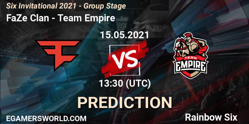 Pronóstico FaZe Clan - Team Empire. 15.05.2021 at 13:30, Rainbow Six, Six Invitational 2021 - Group Stage