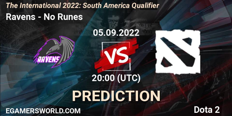 Pronóstico Ravens - No Runes. 05.09.2022 at 19:22, Dota 2, The International 2022: South America Qualifier