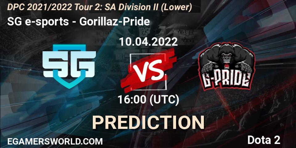 Pronóstico SG e-sports - Gorillaz-Pride. 10.04.22, Dota 2, DPC 2021/2022 Tour 2: SA Division II (Lower)