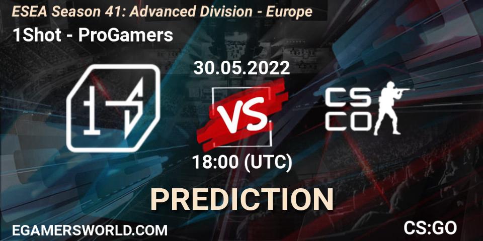 Pronóstico 1Shot - ProGamers. 30.05.2022 at 18:00, Counter-Strike (CS2), ESEA Season 41: Advanced Division - Europe