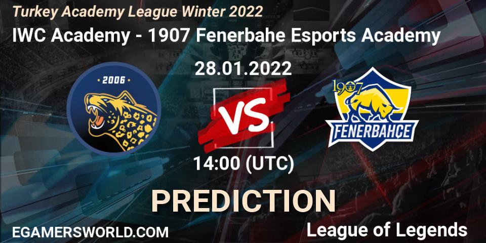 Pronóstico IWC Academy - 1907 Fenerbahçe Esports Academy. 28.01.2022 at 14:00, LoL, Turkey Academy League Winter 2022