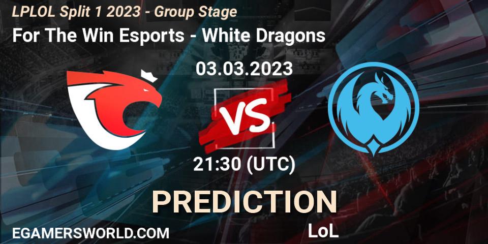 Pronóstico For The Win Esports - White Dragons. 03.03.2023 at 22:30, LoL, LPLOL Split 1 2023 - Group Stage