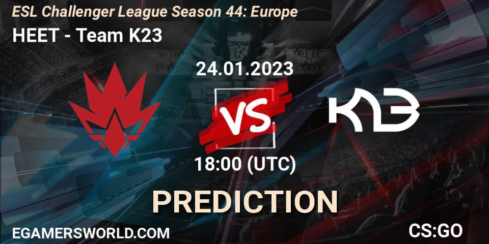 Pronóstico HEET - Team K23. 24.01.2023 at 18:00, Counter-Strike (CS2), ESL Challenger League Season 44: Europe