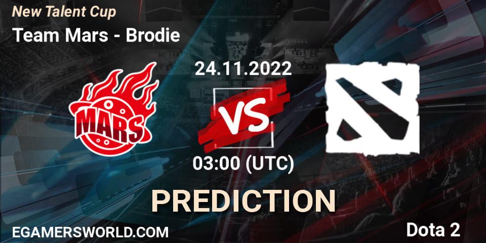 Pronóstico Team Mars - Brodie. 24.11.2022 at 03:00, Dota 2, New Talent Cup