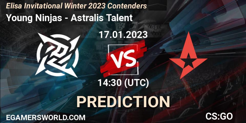 Pronóstico Young Ninjas - Astralis Talent. 17.01.2023 at 14:30, Counter-Strike (CS2), Elisa Invitational Winter 2023 Contenders