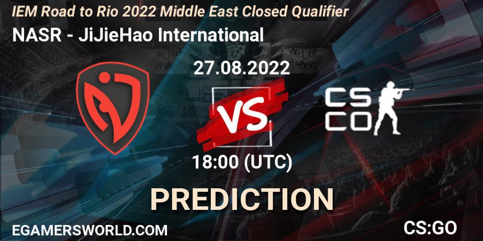 Pronóstico NASR - JiJieHao International. 27.08.2022 at 18:00, Counter-Strike (CS2), IEM Road to Rio 2022 Middle East Closed Qualifier