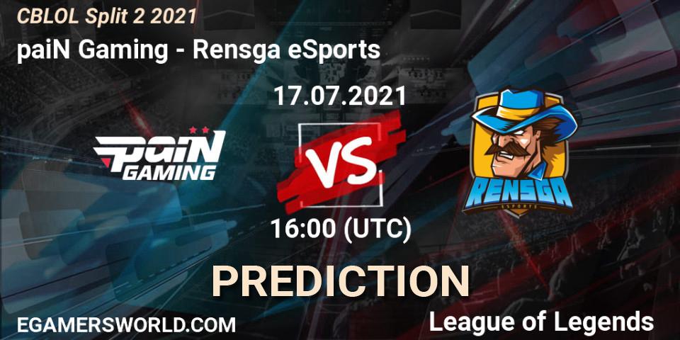 Pronóstico paiN Gaming - Rensga eSports. 17.07.2021 at 16:00, LoL, CBLOL Split 2 2021