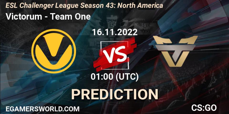 Pronóstico Victorum - Team One. 16.11.22, CS2 (CS:GO), ESL Challenger League Season 43: North America