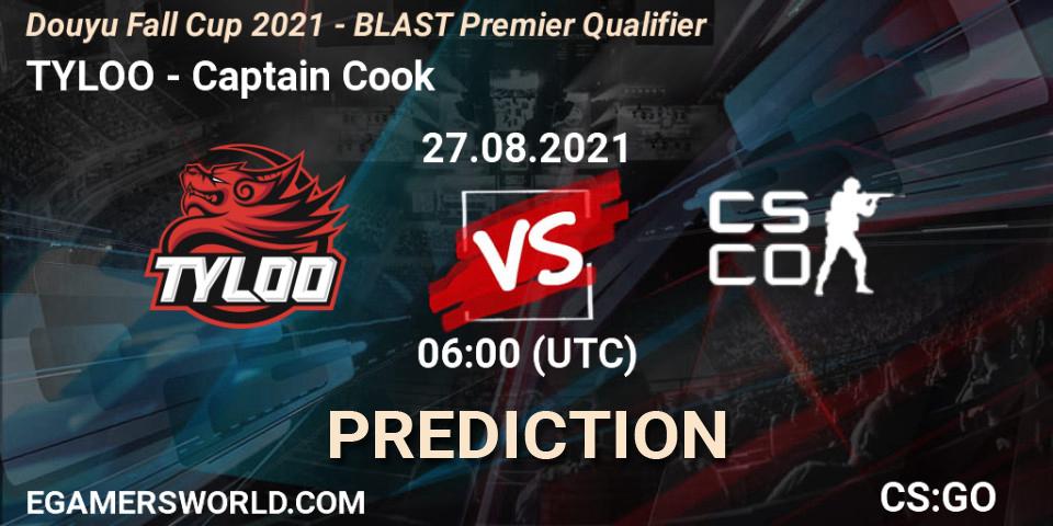 Pronóstico TYLOO - Captain Cook. 27.08.2021 at 06:10, Counter-Strike (CS2), Douyu Fall Cup 2021 - BLAST Premier Qualifier