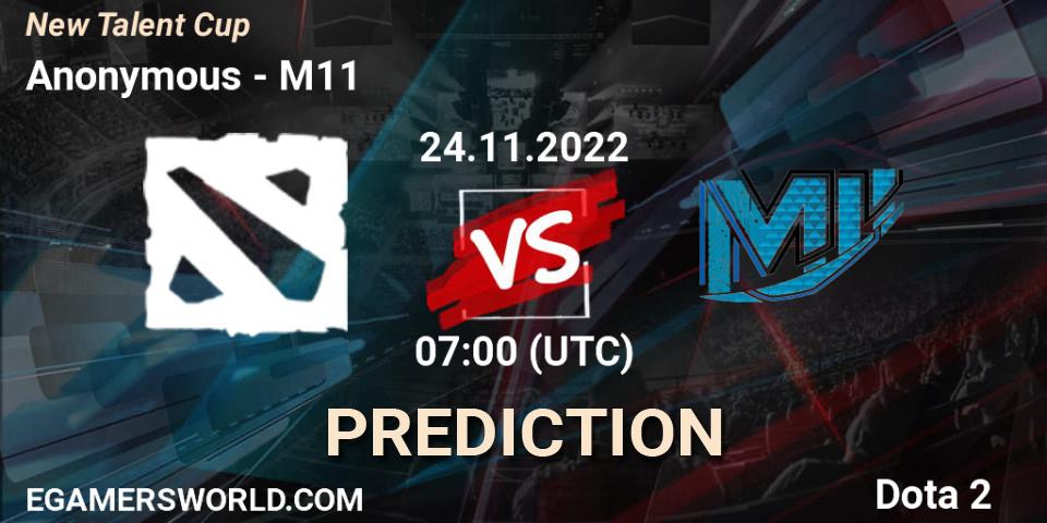 Pronóstico Anonymous - M11. 24.11.2022 at 07:00, Dota 2, New Talent Cup