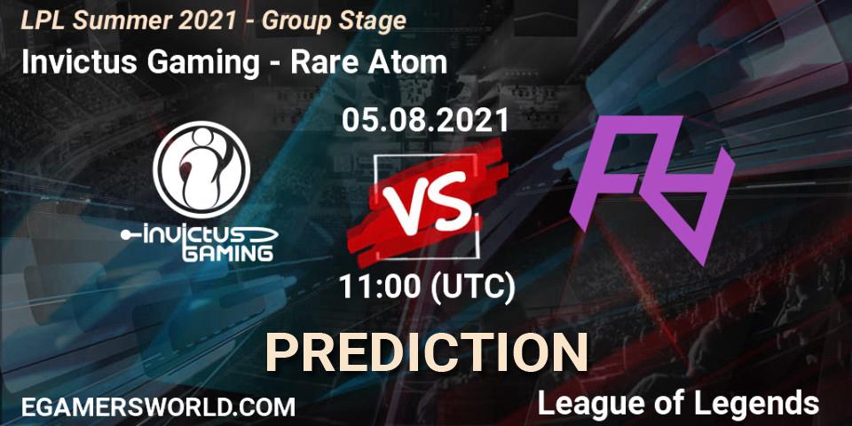 Pronóstico Invictus Gaming - Rare Atom. 05.08.2021 at 13:10, LoL, LPL Summer 2021 - Group Stage