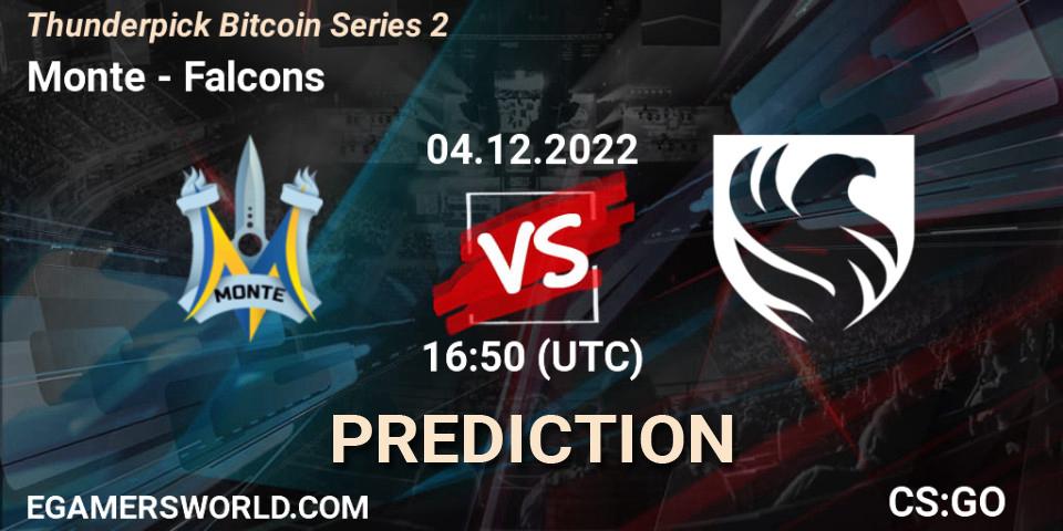 Pronóstico Monte - Falcons. 04.12.2022 at 17:15, Counter-Strike (CS2), Thunderpick Bitcoin Series 2
