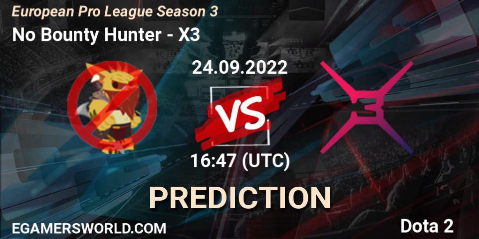 Pronóstico No Bounty Hunter - X3. 24.09.22, Dota 2, European Pro League Season 3 