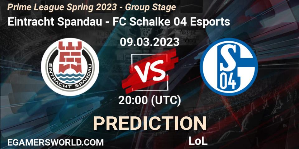 Pronóstico Eintracht Spandau - FC Schalke 04 Esports. 09.03.23, LoL, Prime League Spring 2023 - Group Stage