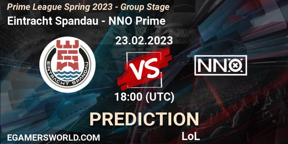 Pronóstico Eintracht Spandau - NNO Prime. 23.02.2023 at 19:00, LoL, Prime League Spring 2023 - Group Stage