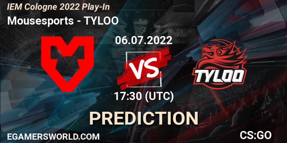 Pronóstico Mousesports - TYLOO. 06.07.2022 at 18:20, Counter-Strike (CS2), IEM Cologne 2022 Play-In