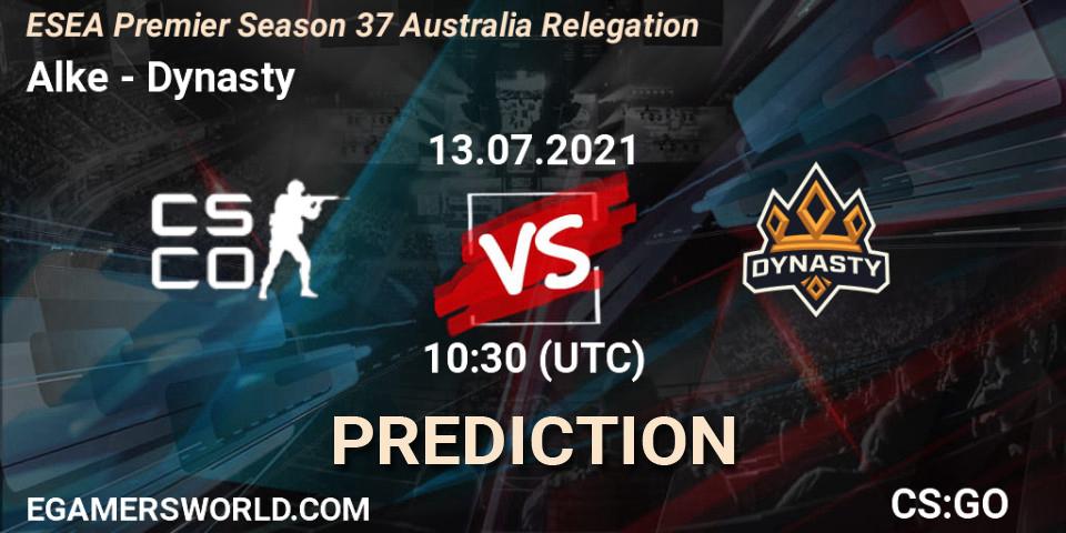 Pronóstico Alke - Dynasty. 13.07.2021 at 11:00, Counter-Strike (CS2), ESEA Premier Season 37 Australia Relegation