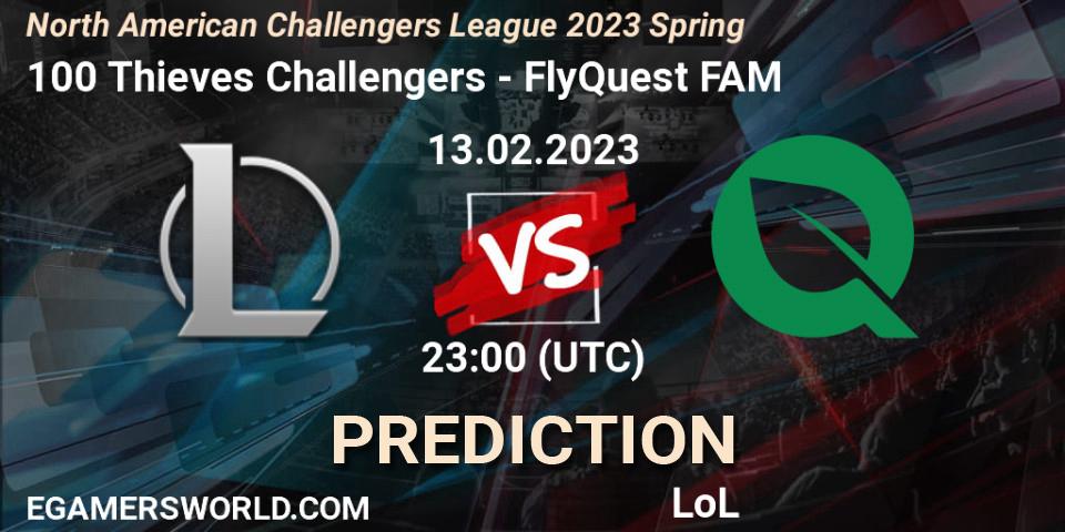 Pronóstico 100 Thieves Challengers - FlyQuest FAM. 13.02.23, LoL, NACL 2023 Spring - Group Stage