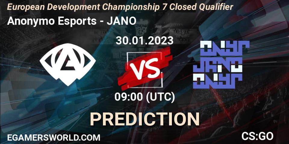 Pronóstico Anonymo Esports - JANO. 30.01.23, CS2 (CS:GO), European Development Championship 7 Closed Qualifier