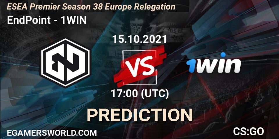 Pronóstico EndPoint - 1WIN. 15.10.2021 at 17:00, Counter-Strike (CS2), ESEA Premier Season 38 Europe Relegation
