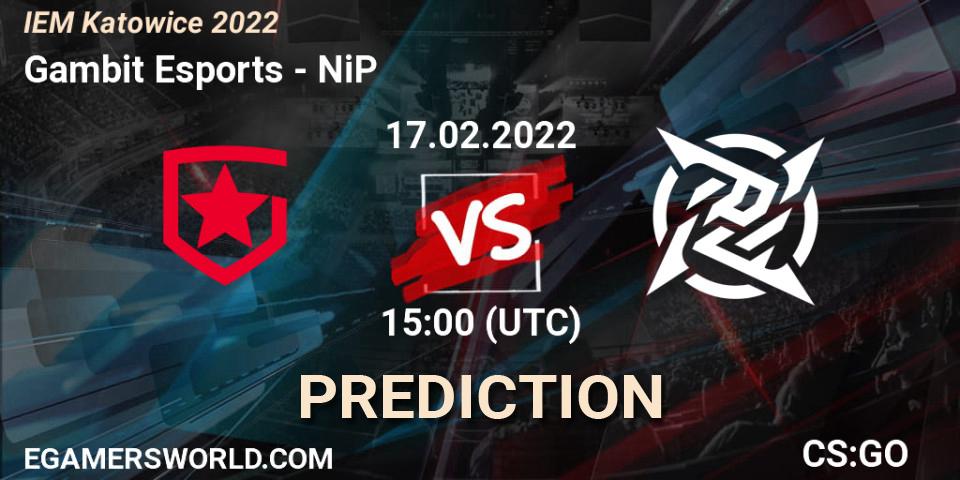 Pronóstico Gambit Esports - NiP. 17.02.22, CS2 (CS:GO), IEM Katowice 2022