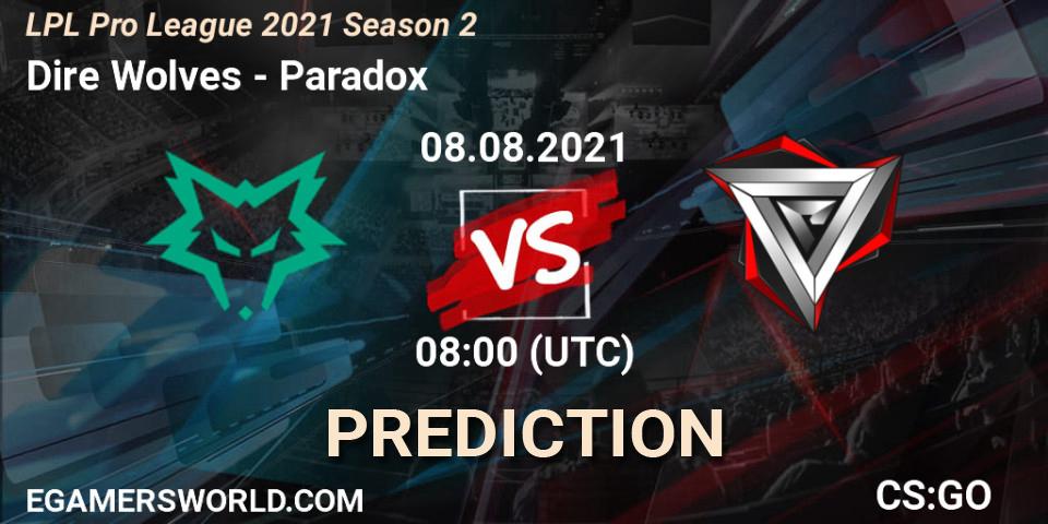 Pronóstico Dire Wolves - Paradox. 08.08.2021 at 05:00, Counter-Strike (CS2), LPL Pro League 2021 Season 2
