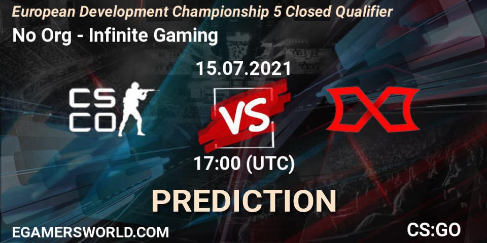 Pronóstico No Org - Infinite Gaming. 15.07.2021 at 17:00, Counter-Strike (CS2), European Development Championship 5 Closed Qualifier