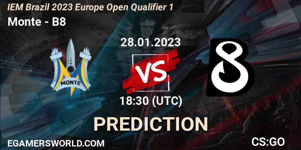 Pronóstico Monte - B8. 28.01.2023 at 18:30, Counter-Strike (CS2), IEM Brazil Rio 2023 Europe Open Qualifier 1