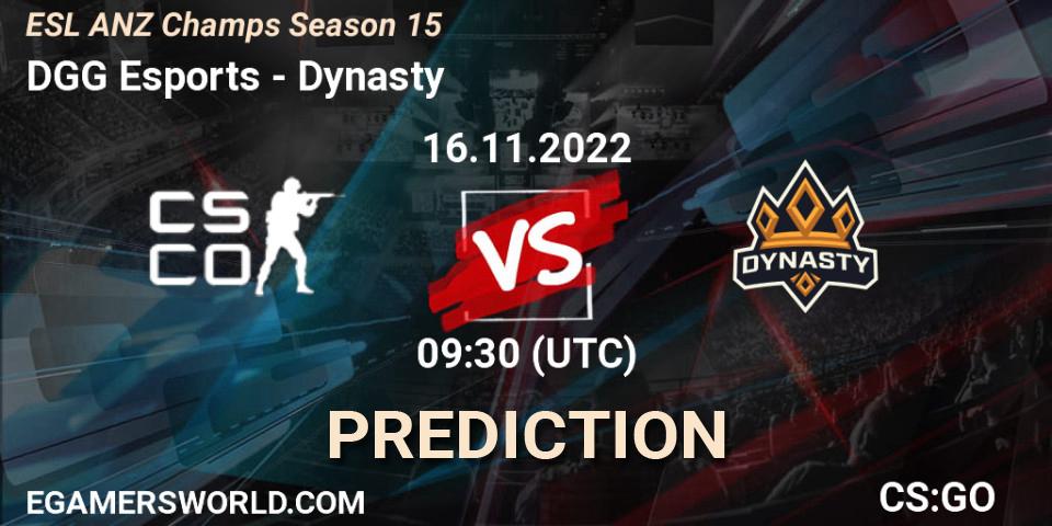 Pronóstico DGG Esports - Dynasty. 16.11.22, CS2 (CS:GO), ESL ANZ Champs Season 15