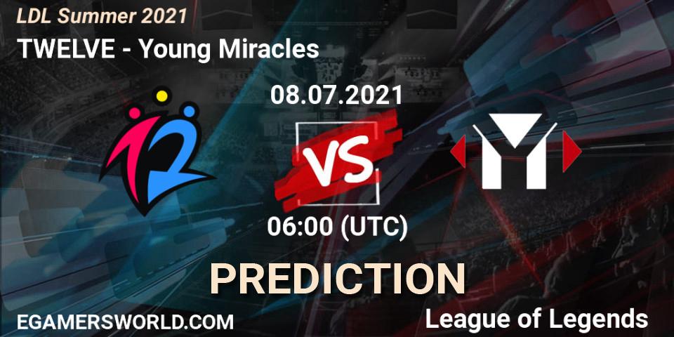 Pronóstico TWELVE - Young Miracles. 08.07.2021 at 06:00, LoL, LDL Summer 2021