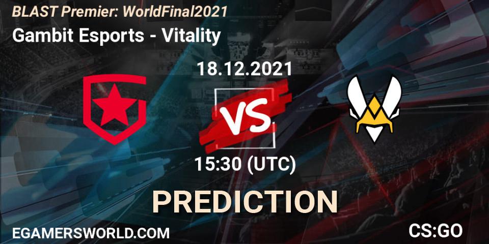 Pronóstico Gambit Esports - Vitality. 18.12.2021 at 15:30, Counter-Strike (CS2), BLAST Premier: World Final 2021