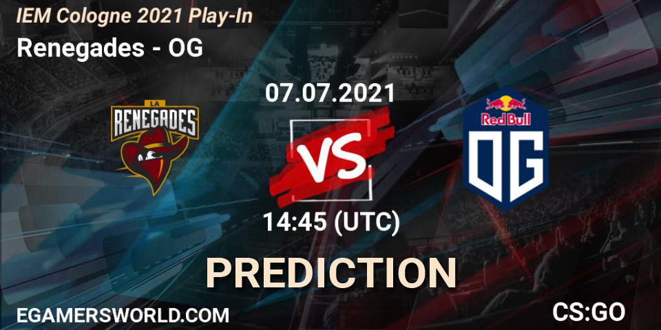Pronóstico Renegades - OG. 07.07.2021 at 15:00, Counter-Strike (CS2), IEM Cologne 2021 Play-In