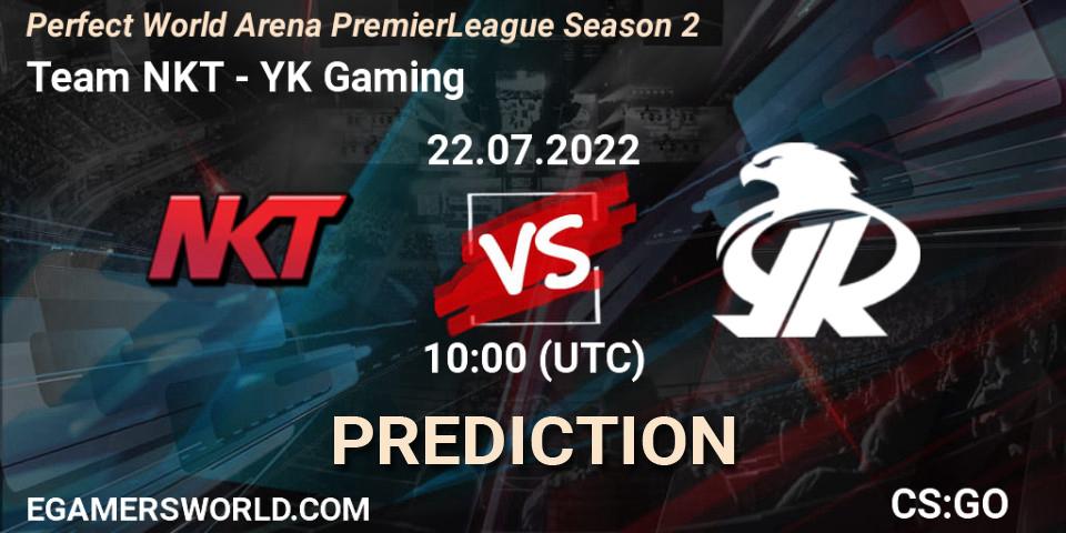 Pronóstico Team NKT - YK Gaming. 22.07.2022 at 10:10, Counter-Strike (CS2), Perfect World Arena Premier League Season 2