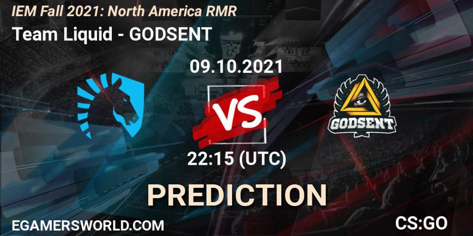 Pronóstico Team Liquid - GODSENT. 09.10.2021 at 22:15, Counter-Strike (CS2), IEM Fall 2021: North America RMR